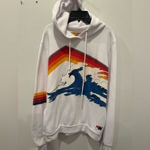 Aviator Nation White Hoodie sweatshirt with pockets size medium